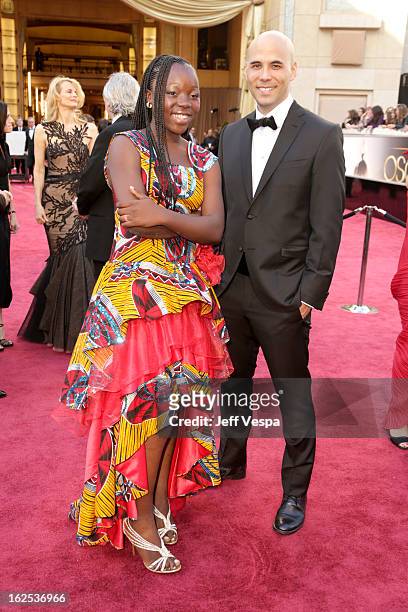 Actress Rachel Mwanza and writer/director Kim Nguyen arrive at the Oscars at Hollywood & Highland Center on February 24, 2013 in Hollywood,...