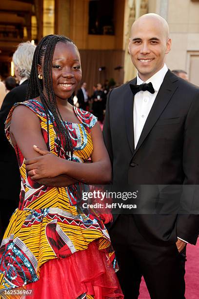 Actress Rachel Mwanza and writer/director Kim Nguyen arrive at the Oscars at Hollywood & Highland Center on February 24, 2013 in Hollywood,...