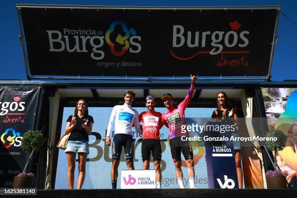 Javier Romo Oliver of Spain and Astana Qazaqstan Team - White Best Young Rider Jersey, Adam Yates of Great Britain and UAE Team Emirates - Red...