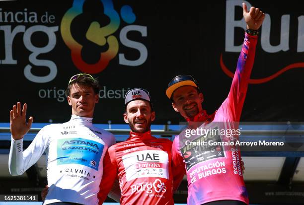 Javier Romo Oliver of Spain and Astana Qazaqstan Team - White Best Young Rider Jersey, Adam Yates of Great Britain and UAE Team Emirates - Red...