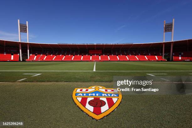 General view inside the stadium prior to the LaLiga EA Sports match between UD Almeria and Real Madrid CF at Juegos Mediterraneos on August 19, 2023...