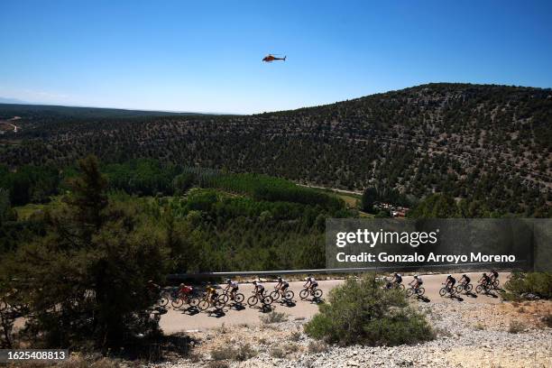 General view of the peloton competing during the 45th Vuelta a Burgos 2023, Stage 5 a 160km stage from Golmayo to Lagunas de Neila 1866m on August...