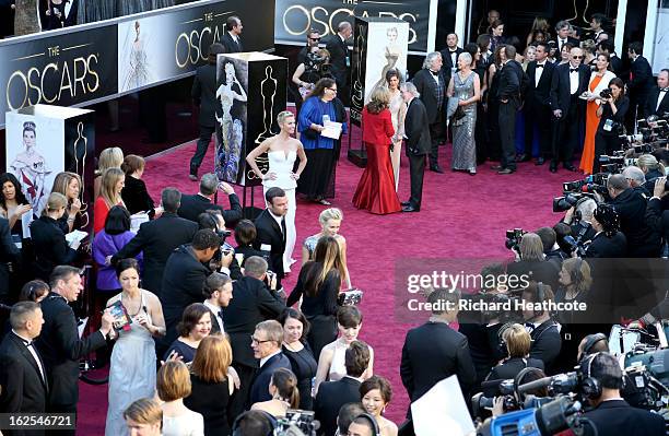 Actress Charlize Theron arrives at the Oscars at Hollywood & Highland Center on February 24, 2013 in Hollywood, California.