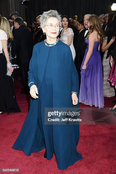 Actress Emmanuelle Riva arrives at the Oscars at Hollywood & Highland Center on February 24, 2013 in Hollywood, California.