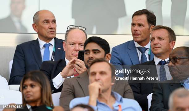 Albert II, Prince of Monaco looks on during the Opening Ceremony on day one of the World Athletics Championships Budapest 2023 at National Athletics...