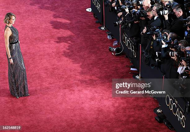 Actress Stacy Keibler arrives at the Oscars held at Hollywood & Highland Center on February 24, 2013 in Hollywood, California.