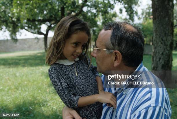 Yves Mourousi And His Daughter Sophie At Alain Dominique Perrin, Her Godfather. Dans le lot, au château Lagrezette appartenant à son ami Alain...