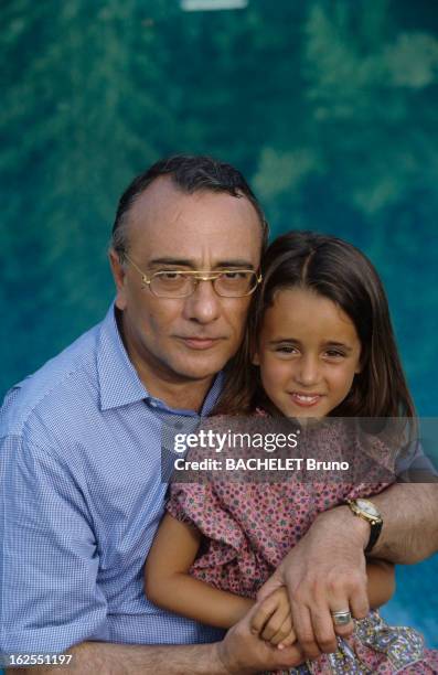 Yves Mourousi And His Daughter Sophie At Alain Dominique Perrin, Her Godfather. Dans le lot, au château Lagrezette appartenant à son ami Alain...