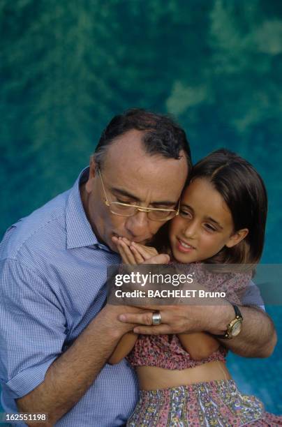 Yves Mourousi And His Daughter Sophie At Alain Dominique Perrin, Her Godfather. Dans le lot, au château Lagrezette appartenant à son ami Alain...