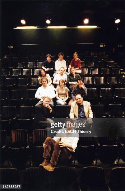 Vincent Delerm At Theater Of The Rond Point In Paris. Vincent DELERM, auteur de la pièce 'Le fait d'habiter Bagnolet', posant en compagnie d'Yves...