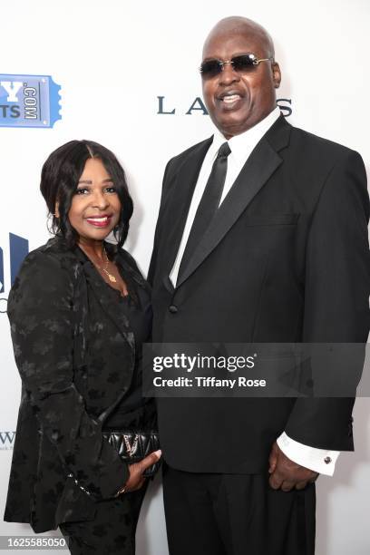 Bertha Douglas and Buster Douglas attend the Harold & Carole Pump Foundation 2023 Gala at The Beverly Hilton on August 18, 2023 in Beverly Hills,...