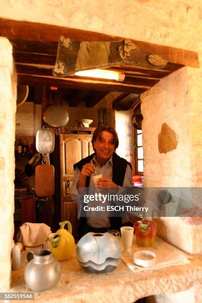 Herve Vilard At Home In Celette. Hervé VILARD, qui vient d'écrire son autobiographie 'L'âme seule' aux éditions Fayard, reçoit Paris Match chez lui,...