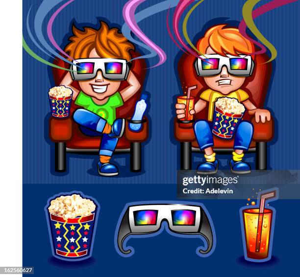 spectators in 3 d cinema - audience laughing stock illustrations