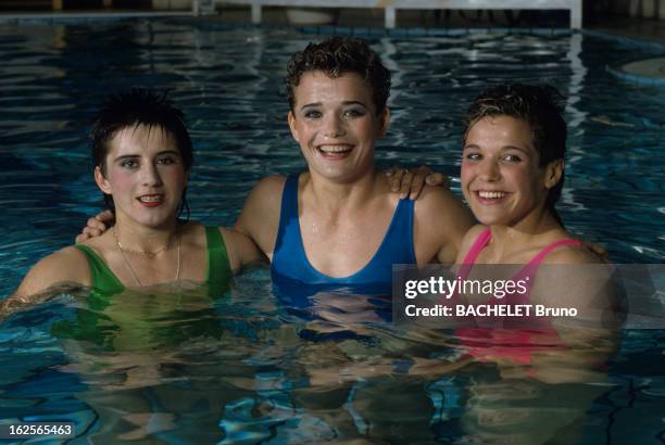 Judo European Champions Women 1987. BRUNFrance - 17 Mai 1987 - Les Championnes d'Europe de Judo: les femmes judokas Cathy ARNAUD, Isabelle PAQUE et...