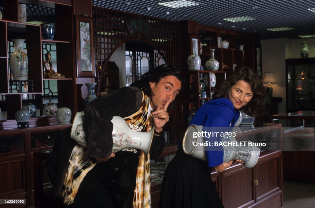 Jean Michel Jarre And His Wife Charlotte Rampling At Chinagora On The Island Of Alfortvile