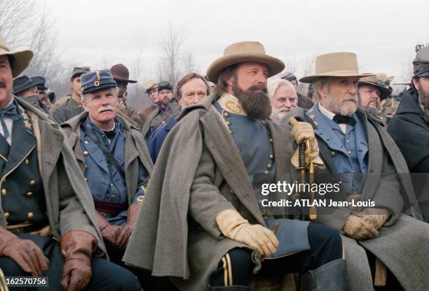 Shooting Of The Film "Gods And Generals" By Ted Turner. Maryland aux Etats-Unis, décembre 2001. Tournage du film "Gods and Generals" réalisé par...