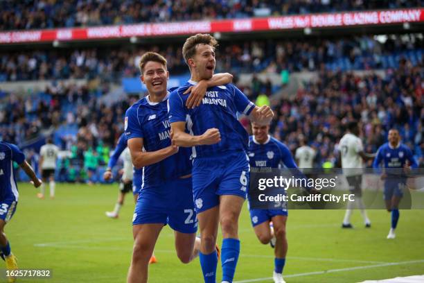 Ryan Wintle of Cardiff City FC celebrates his goal against Sheffield Wednesday during the Sky Bet Championship match between Cardiff City and...