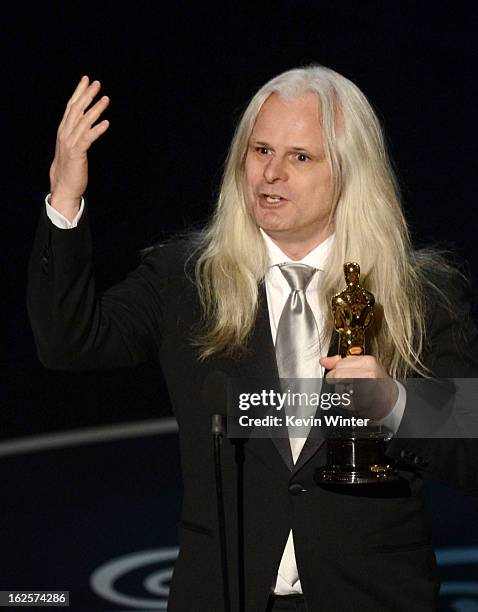 Cinematographer Claudio Miranda accepts the Best Cinematography award for "Life of Pi" onstage during the Oscars held at the Dolby Theatre on...