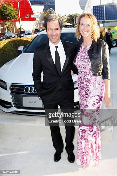 Eric McCormack and Janet Holden attends Audi at 21st Annual Elton John AIDS Foundation Academy Awards Viewing Party at West Hollywood Park on...