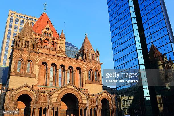 boston: trinity church - hancock building stock pictures, royalty-free photos & images