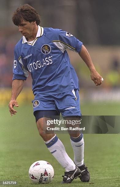Gianfranco Zola of Chelsea in action during the FA Carling Premiership match against Barnsley at the Oakwell Ground in Barnsley, England. Chelsea won...