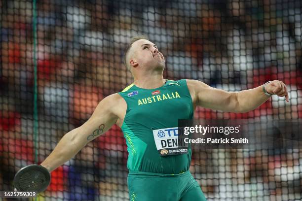 Matthew Denny of Team Australia competes during the Men's Discus Throw Qualification during day one of the World Athletics Championships Budapest...