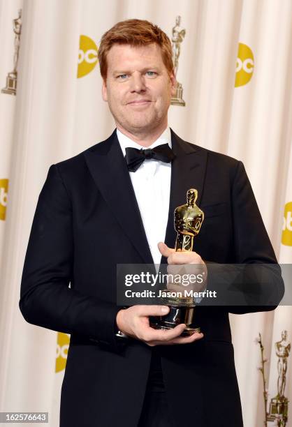 Director John Kahrs, winner of the Best Animated Short Film award for "Paperman," poses in the press room during the Oscars held at Loews Hollywood...