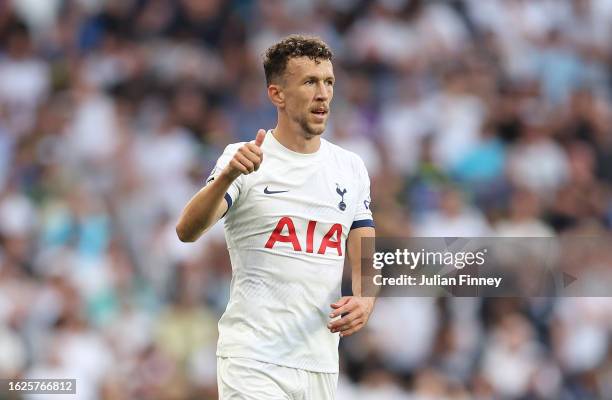 Ivan Perisic of Spurs gives a thumbs up during the Premier League match between Tottenham Hotspur and Manchester United at Tottenham Hotspur Stadium...
