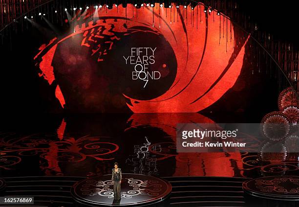 Actress Halle Berry presents onstage during the Oscars held at the Dolby Theatre on February 24, 2013 in Hollywood, California.