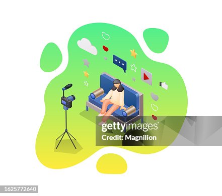 Live Streaming Vlog Video, Bubble Frame, Isometric Vector Live Streaming Vlog Video, Bubble Frame, Isometric Vector