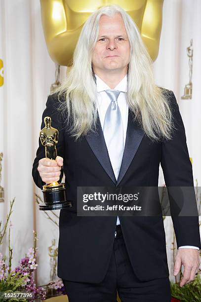 Cinematographer Claudio Miranda poses in the press room during the Oscars at Loews Hollywood Hotel on February 24, 2013 in Hollywood, California.