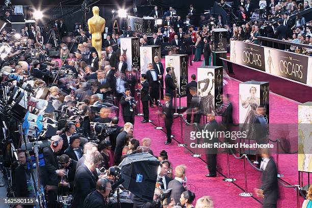 General view of the arrivals at the Oscars held at Hollywood & Highland Center on February 24, 2013 in Hollywood, California.