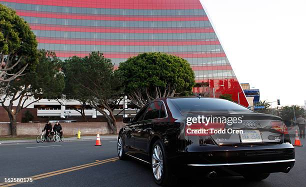 General view of the atmosphere at Audi during the 21st Annual Elton John AIDS Foundation Academy Awards Viewing Party at West Hollywood Park on...