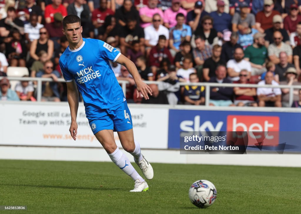 Ronnie Edwards of Peterborough United in action during the Sky Bet Ronnie Edwards of Peterborough United in action during the Sky Bet