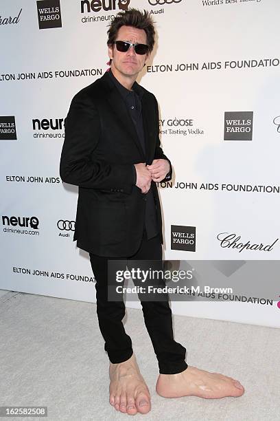 Actor Jim Carrey arrives at the 21st Annual Elton John AIDS Foundation's Oscar Viewing Party on February 24, 2013 in Los Angeles, California.