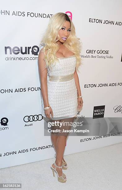 Singer Nicki Minaj attends the 21st Annual Elton John AIDS Foundation Academy Awards Viewing Party at West Hollywood Park on February 24, 2013 in...