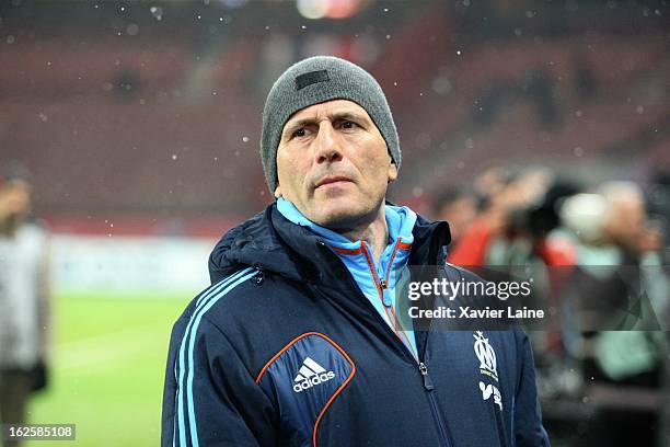 Head Coach Elie Baup of Marseille Olympic during the French League 1 between Paris Saint-Germain FC and Marseille Olympic OM, at Parc des Princes on...