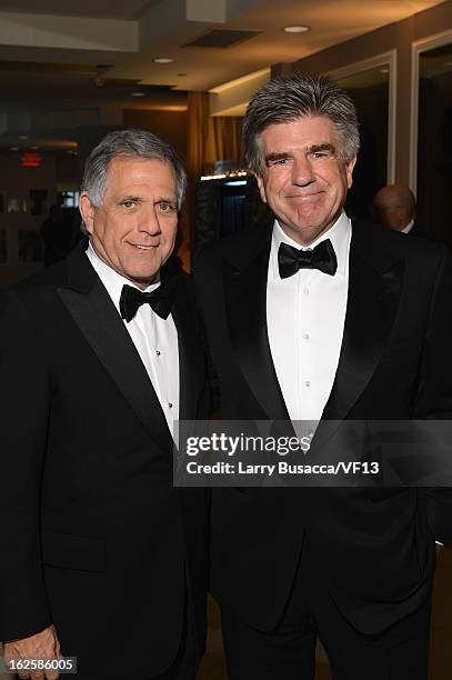 Leslie Moonves and Tom Freston attend the 2013 Vanity Fair Oscar Party hosted by Graydon Carter at Sunset Tower on February 24, 2013 in West...