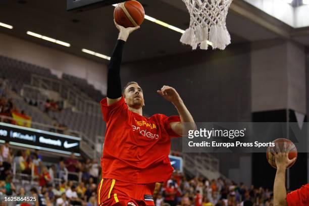 Victor Claver of Spain warms up during City of Granada Tournament for the Centenary of the FEB, basketball match played between Spain and Dominican...