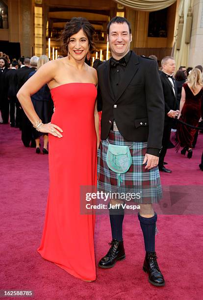 Director Mark Andrews and producer Katherine Sarafian arrive at the Oscars at Hollywood & Highland Center on February 24, 2013 in Hollywood,...