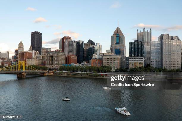 General view of the downtown Pittsburgh skyline during a regular season game between the Philadelphia Phillies and Pittsburgh Pirates on July 29 at...