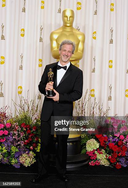 Editor William Goldenberg poses in the press room during the Oscars at the Loews Hollywood Hotel on February 24, 2013 in Hollywood, California.