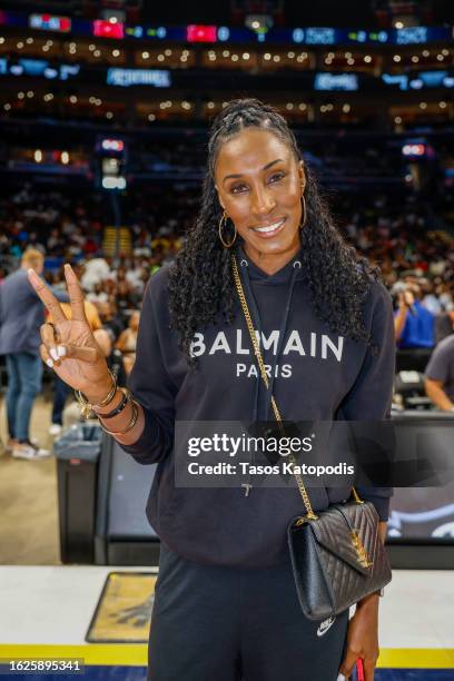 Lisa Leslie poses during the Monster Energy BIG3 Celebrity Game at Capital One Arena on August 19, 2023 in Washington, DC.