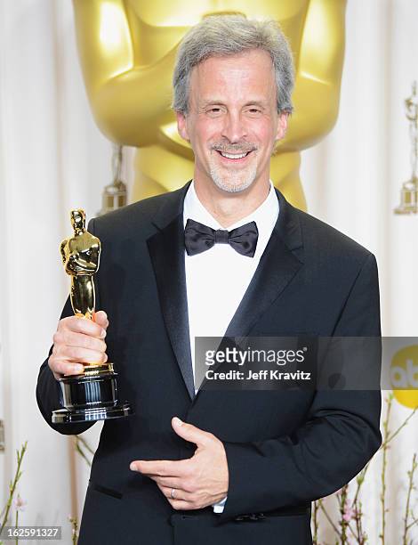 Editor William Goldenberg poses in the press room during the Oscars at Loews Hollywood Hotel on February 24, 2013 in Hollywood, California.