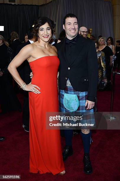 Producer Katherine Sarafian and director Mark Andrews arrives at the Oscars at Hollywood & Highland Center on February 24, 2013 in Hollywood,...