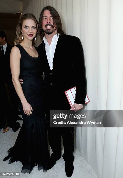 Musician Dave Grohl and Jordyn Grohl attend Grey Goose at 21st Annual Elton John AIDS Foundation Academy Awards Viewing Party at West Hollywood Park...