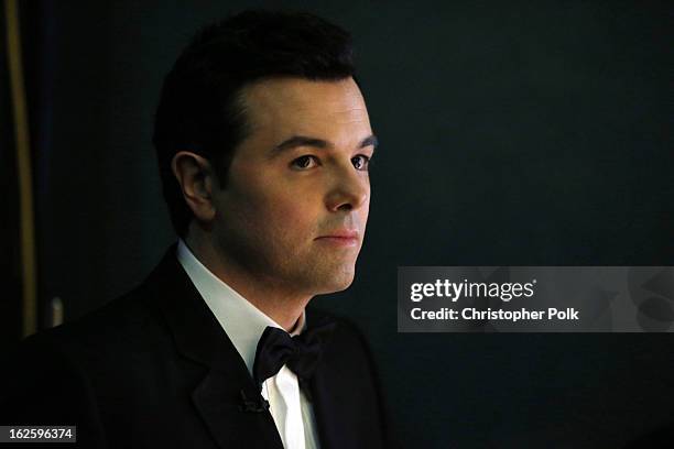 Host Seth MacFarlane backstage during the Oscars held at the Dolby Theatre on February 24, 2013 in Hollywood, California.