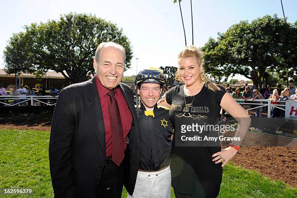 Phil Daniels, Tyler Baze and Josie Goldberg attend Reality TV Personality Josie Goldberg and her race horse SpoiledandEntitled's race at Santa Anita...
