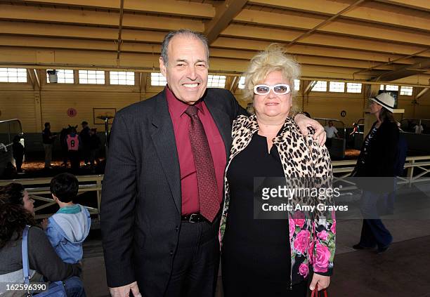 Phil Daniels and Alla Goldberg attend Reality TV Personality Josie Goldberg and her race horse SpoiledandEntitled's race at Santa Anita Park on...