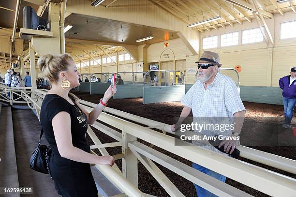 Josie Goldberg and Julio Canani attend Reality TV Personality Josie Goldberg and her race horse SpoiledandEntitled's race at Santa Anita Park on...